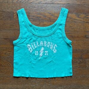 Billlabong Teal Graphic Crop Tank with Lightning Bolt